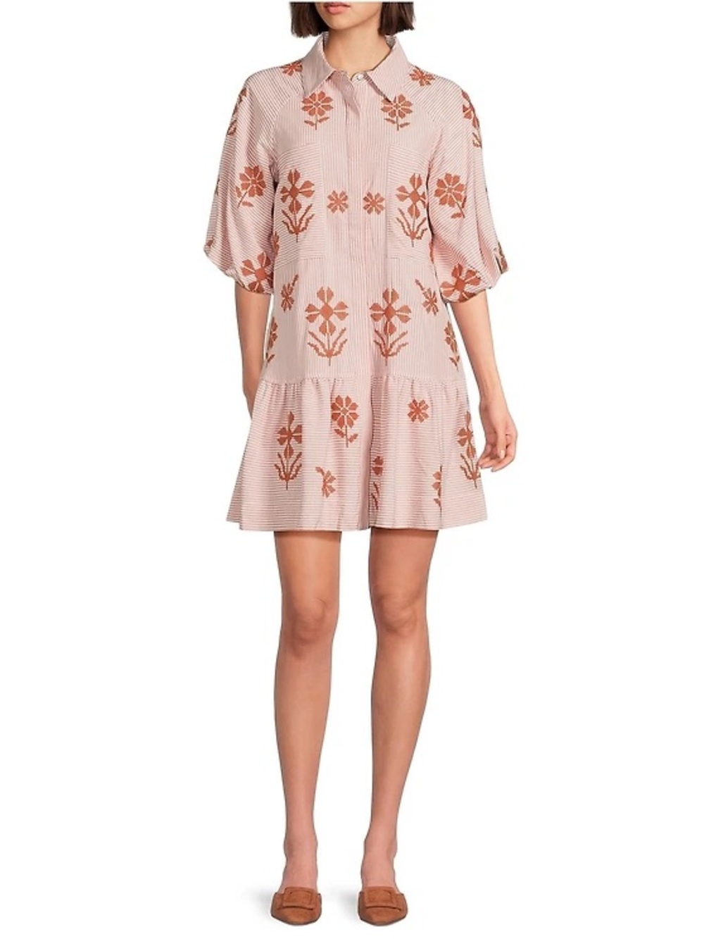 NWT J.Marie Kade Embroidered Short Sleeve Button up Mini Dress Sz XL - Picture 2 of 16